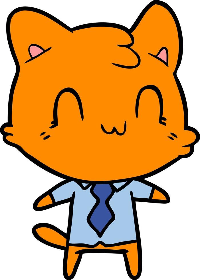 cartoon doodle smiling cat vector