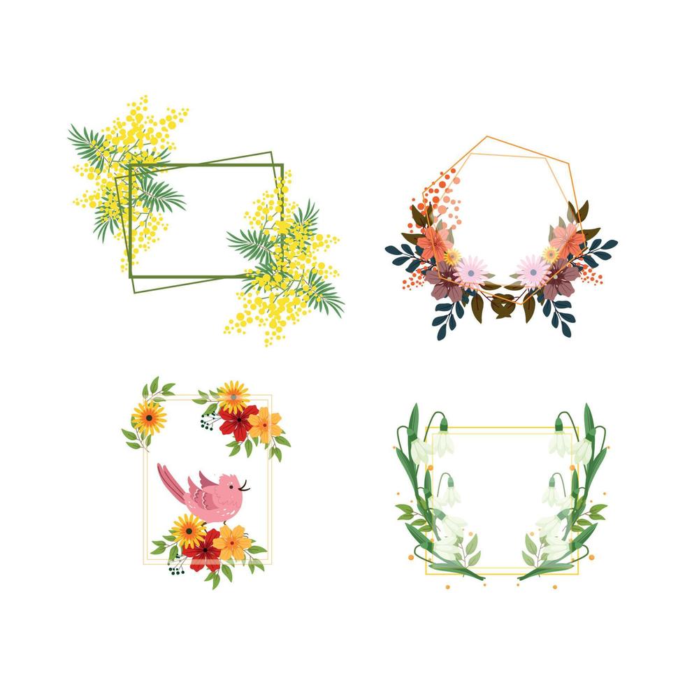 Set of Frames with Flowers vector