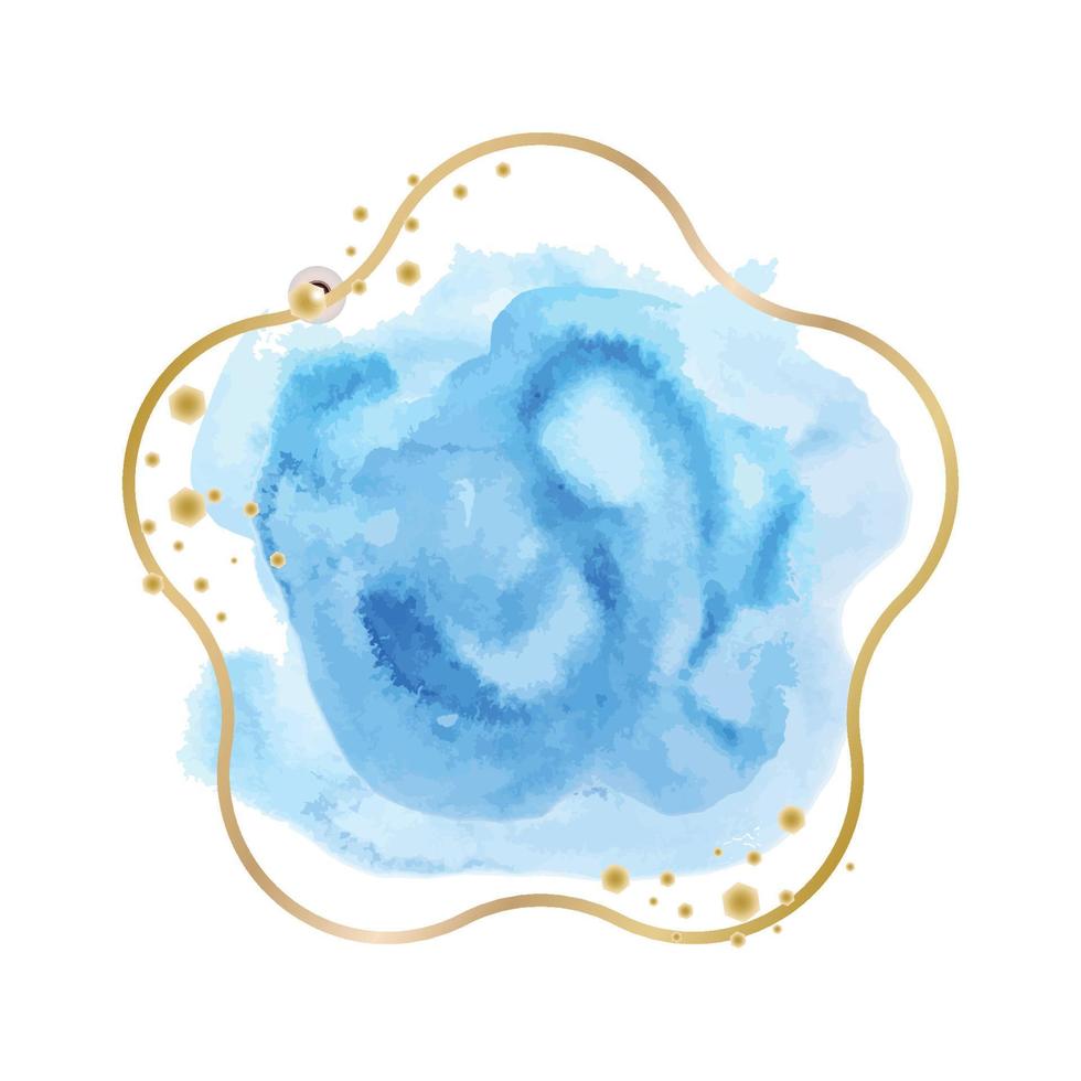 Watercolor Background with Golden Frame vector