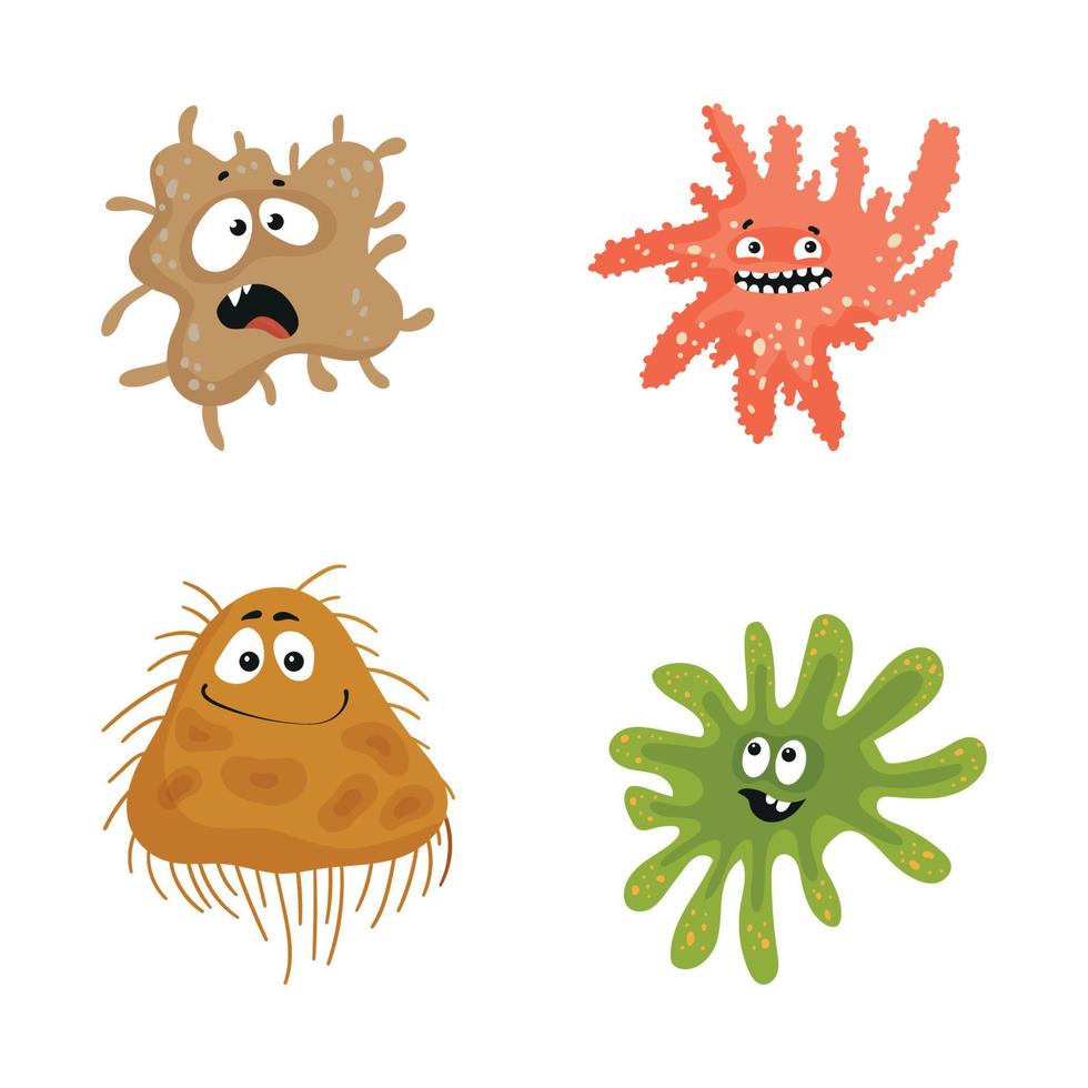 Set of Bacteria with Emotions vector