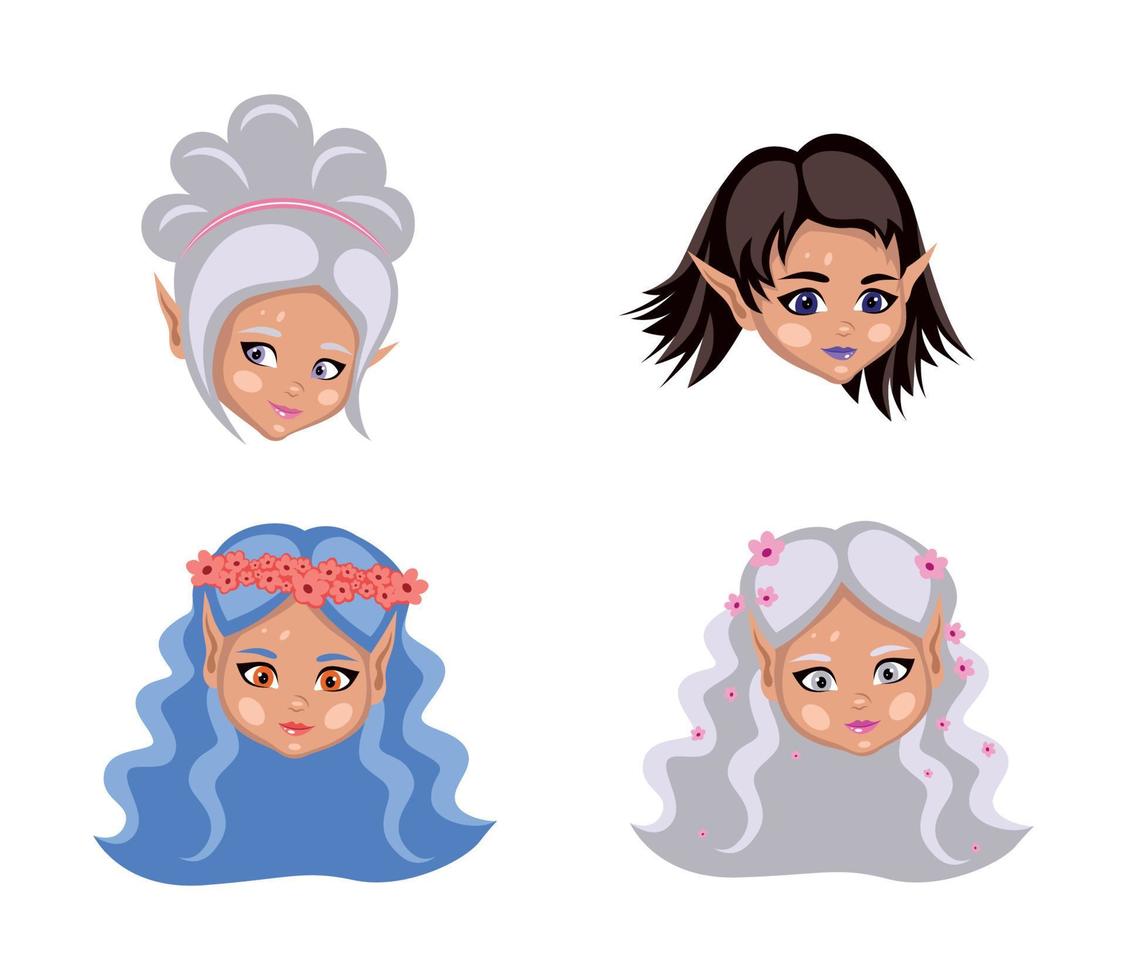 Set of Fairy Avatars vector