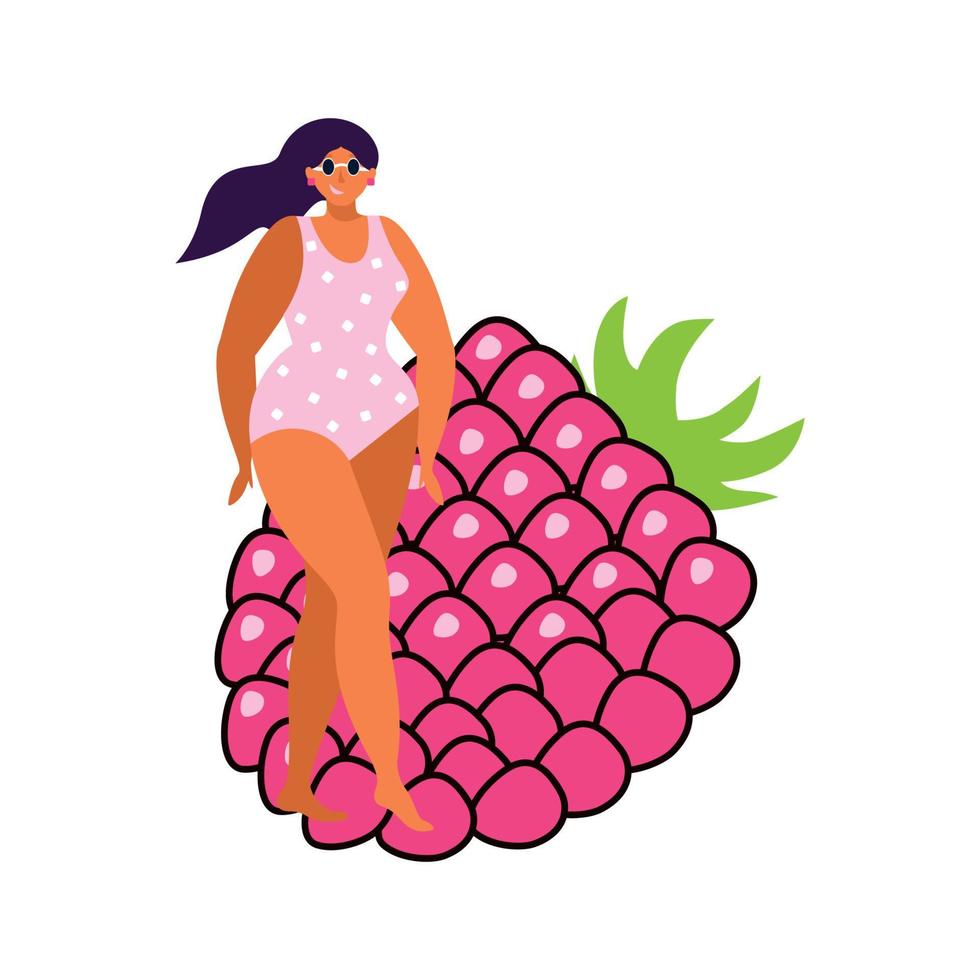 chica con fruta vector