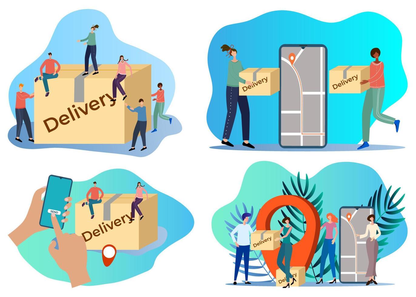 Express delivery.Flat vector illustrations For landing page template, web banner and design elements.