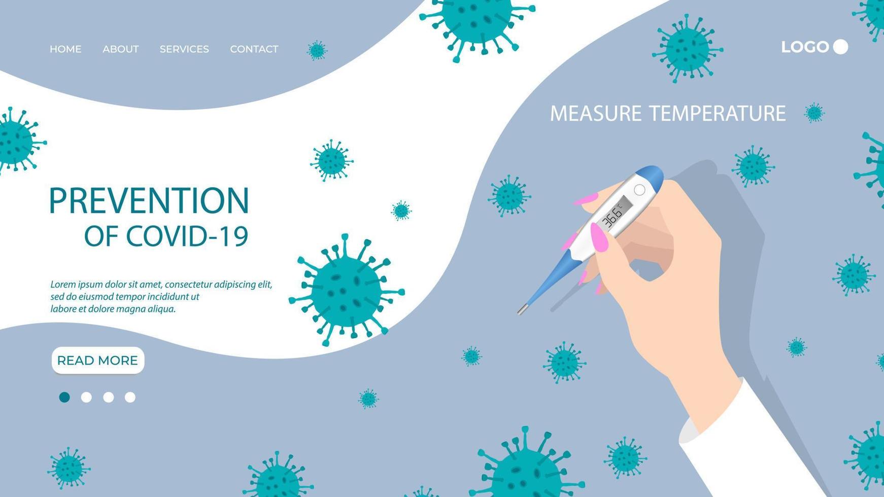 Temperature measurement.Safety measures during the coronavirus and flu pandemics.The concept of protection in covid19. flat vector illustration.The template of the landing page.