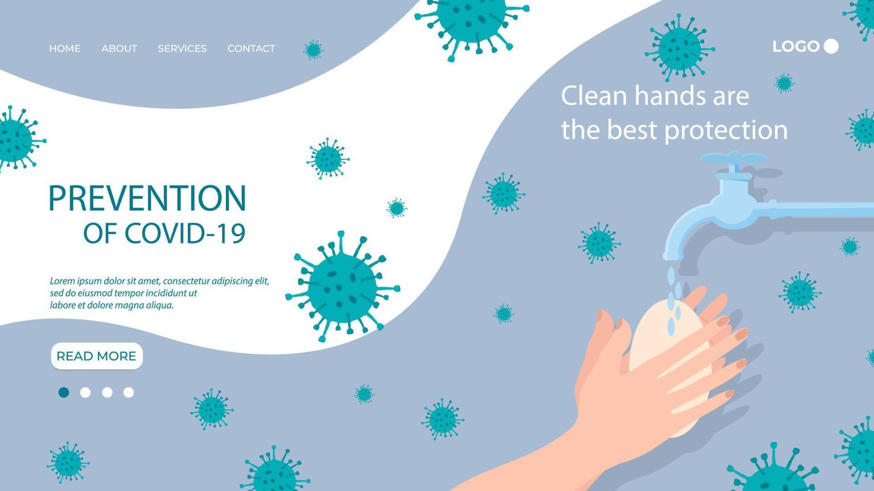 lávese las manos.las manos limpias son la mejor protección.cartel informativo: una pancarta o postal con un recordatorio para lavarse las manos.prevención del coronavirus en el contexto de la epidemia. vector