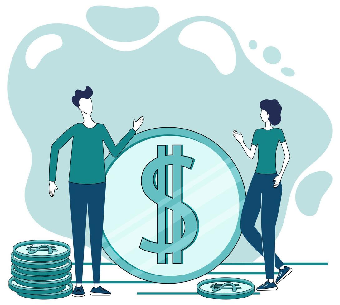 Business investment.The concept of saving, earning and investing money in business projects.Flat vector illustration, in the style of hand drawing.