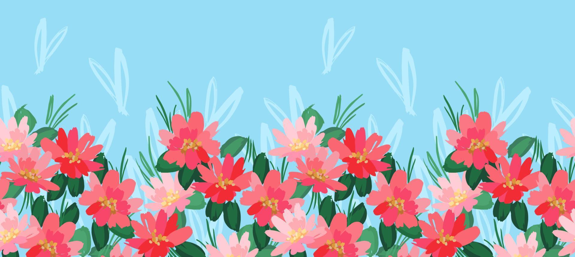 Floral seamless border. Vector design for paper, cover, fabric, interior decor and other use