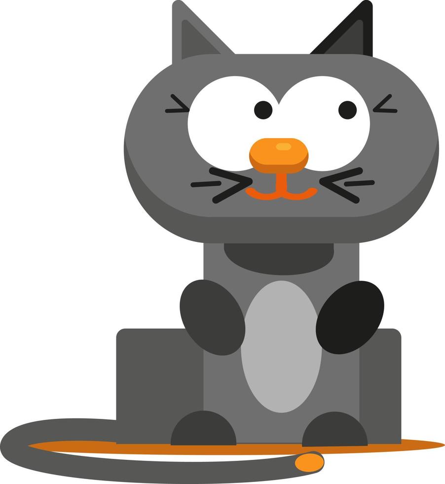 Gato gris sorprendido, ilustración, vector sobre fondo blanco.