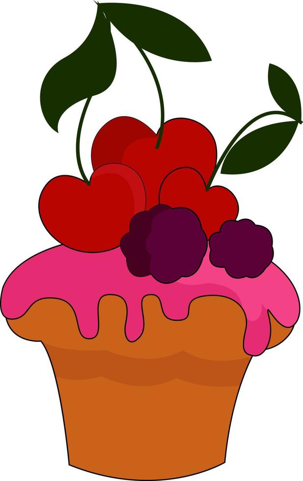 pastel de frutas, ilustración, vector sobre fondo blanco.