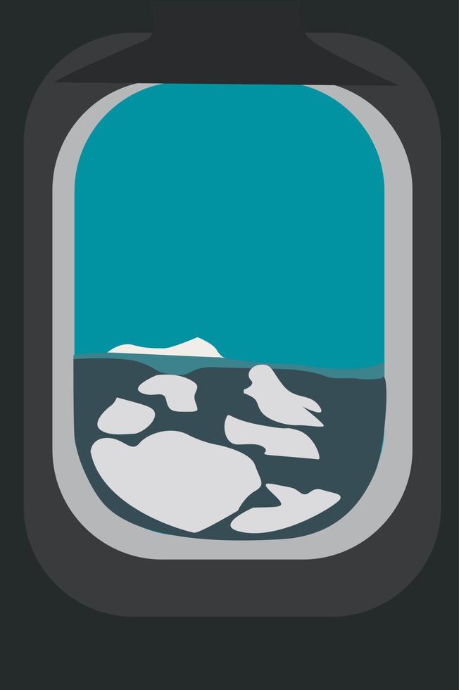 Airplane window, illustration, vector on white background.