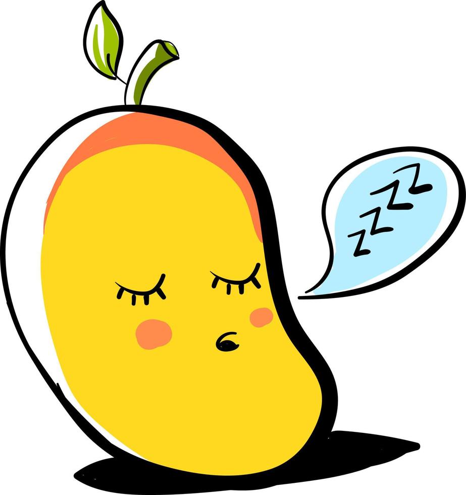 Mango dormido, ilustración, vector sobre fondo blanco.