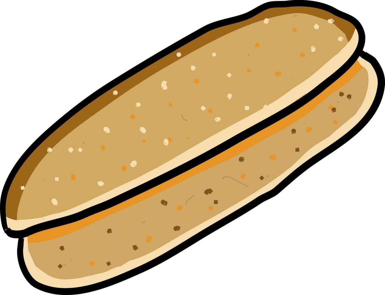 Hot dog bun, illustration, vector on white background.
