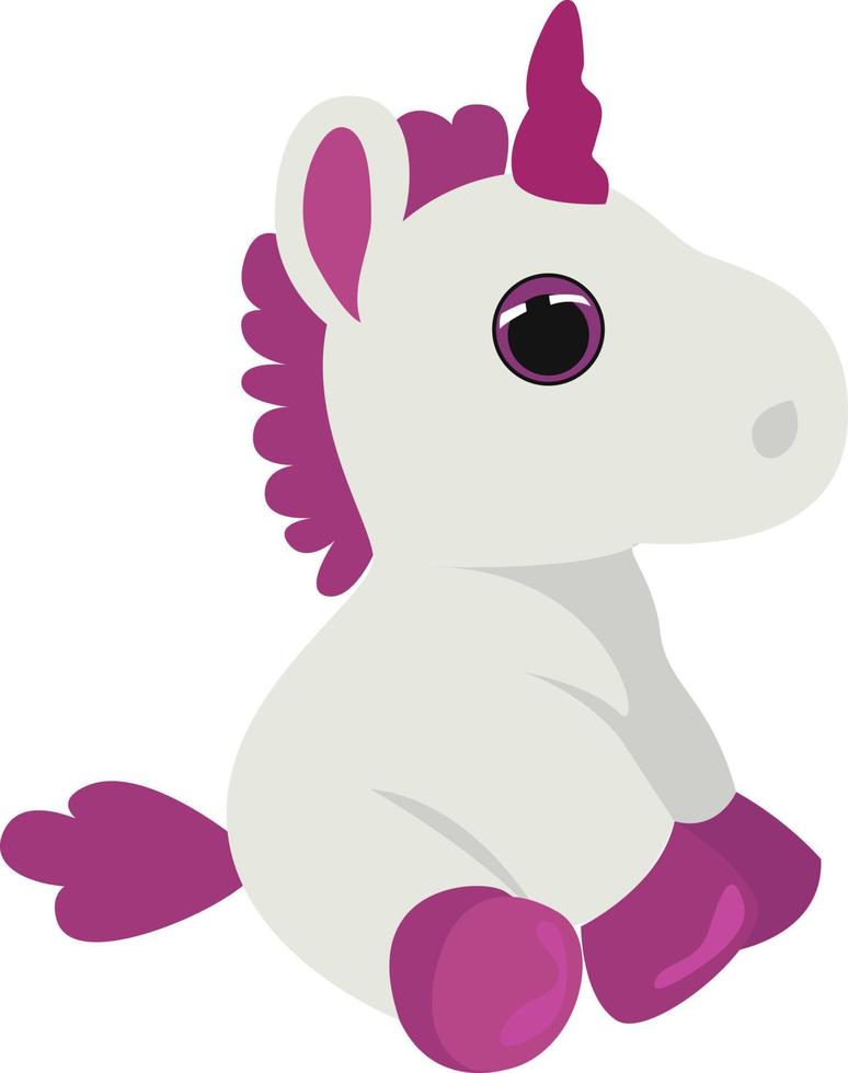 Unicorn sitting, illustration, vector on white background