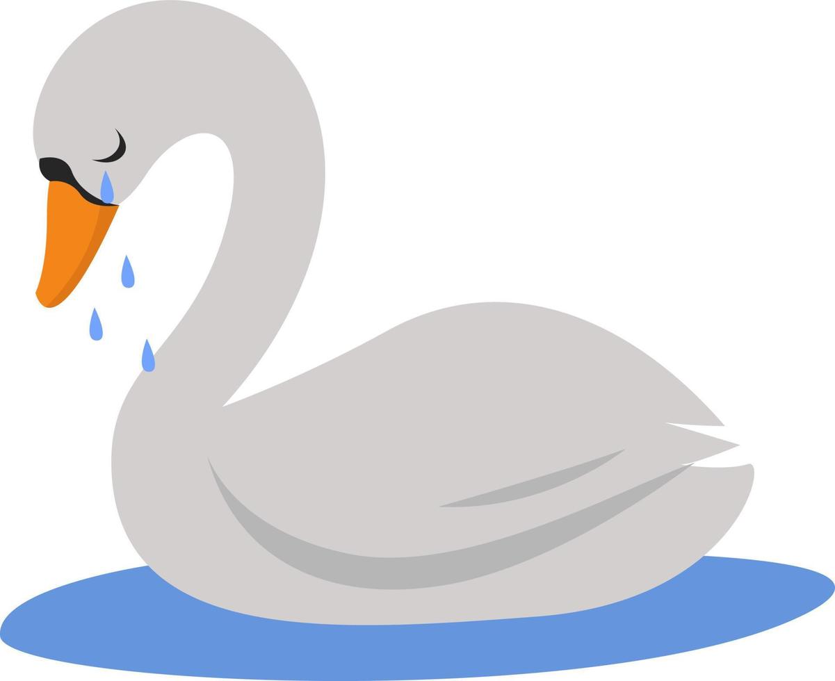 Sad swan, illustration, vector on a white background.