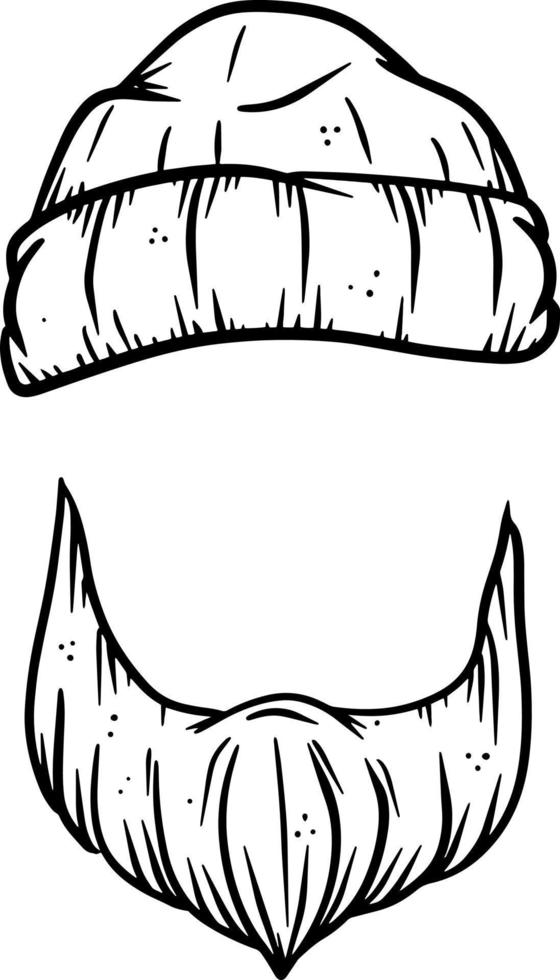 Fashionable mens haircut. Element of head and face hipster. Brown hair guy. Hair and beard. barbershop Fashion and style. Green warm hat of sailor and lumberjack. vector