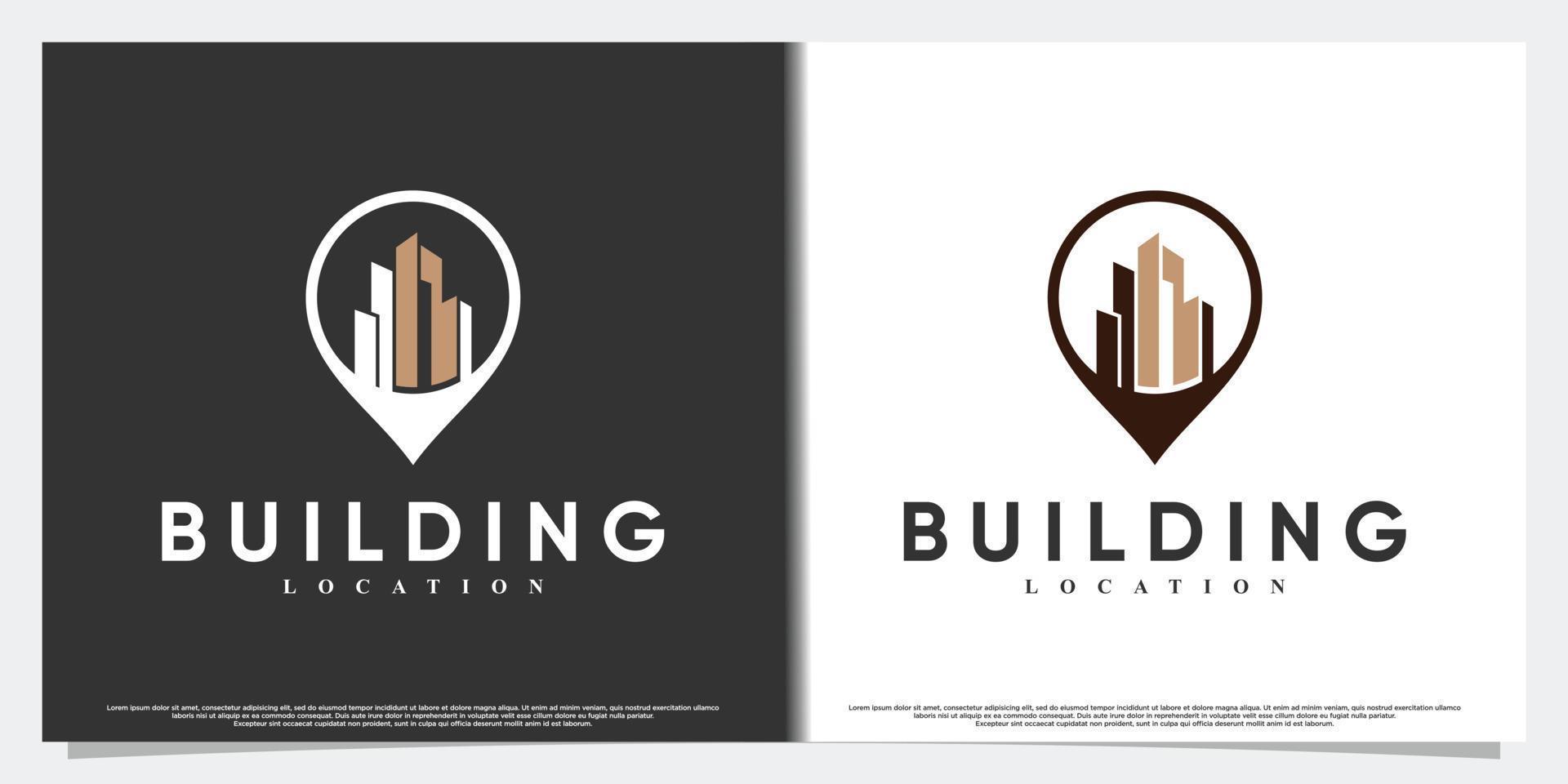 Building location icon logo design with modern concept Premium Vector