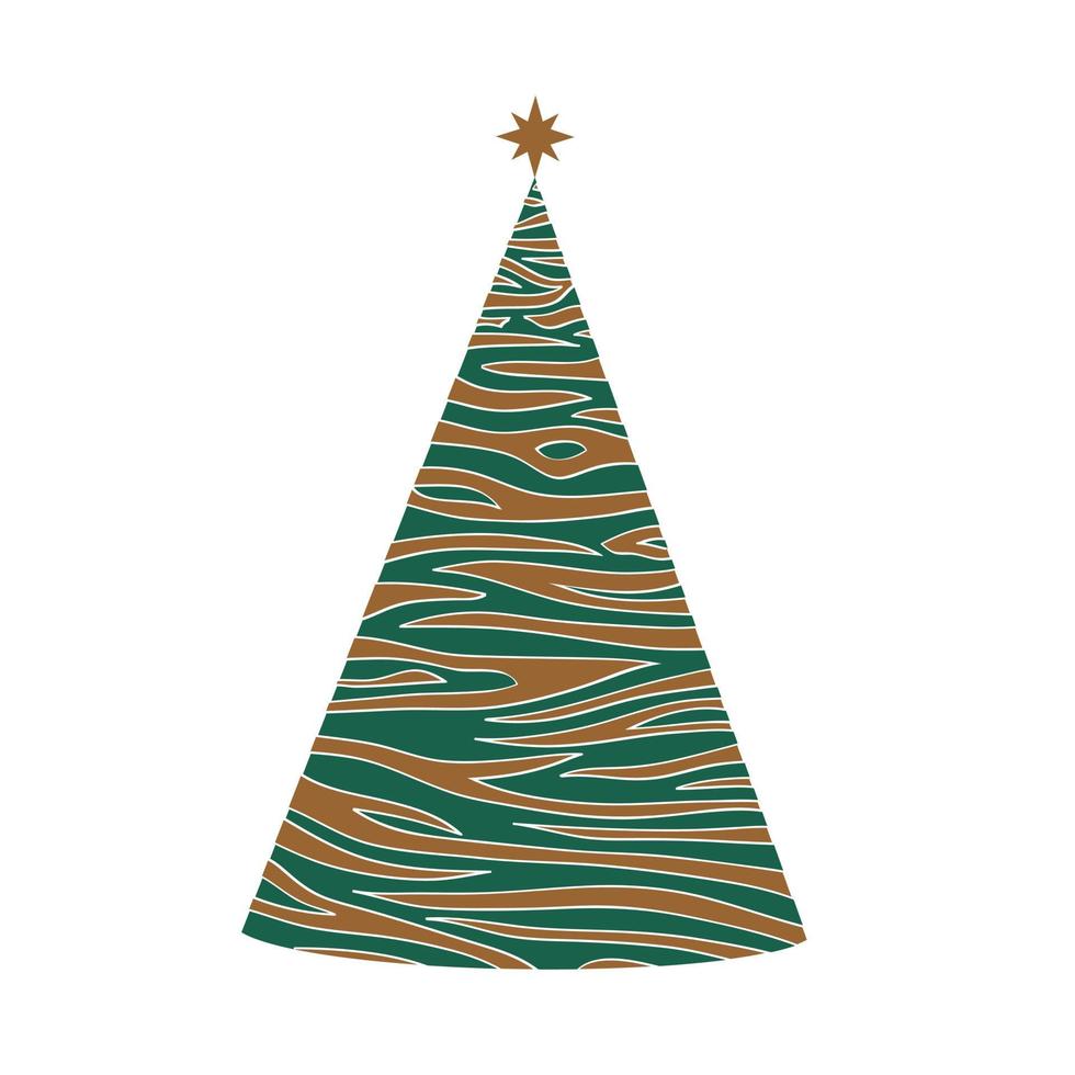Christmas tree. EPS. Stylized ribbon Christmas tree with a yellow star. Vector illustration.