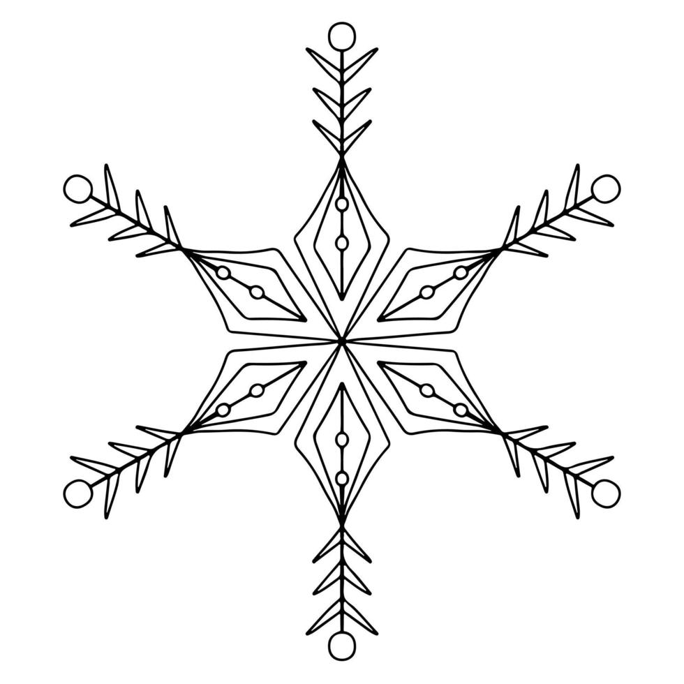 Snowflake doodle vector icon. Christmas and winter theme. Simple flat illustration on white background.
