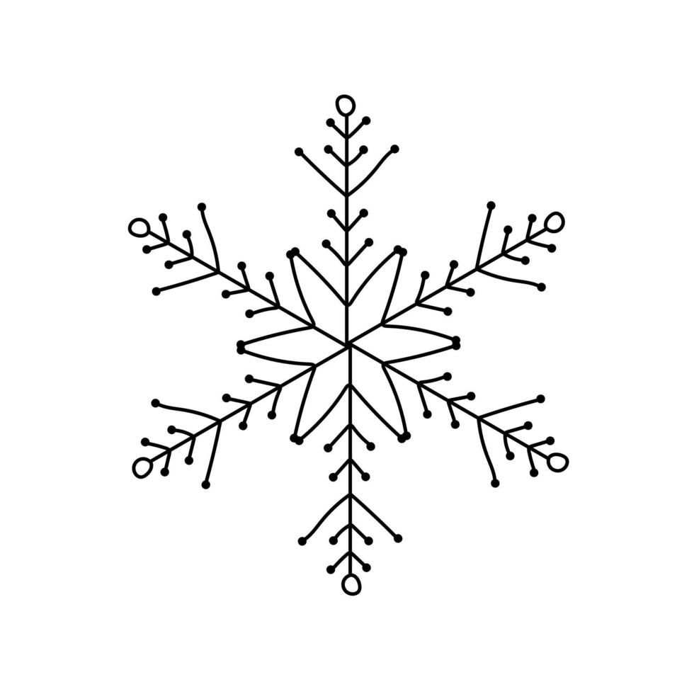 Snowflake doodle vector icon. Christmas and winter theme. Simple flat illustration on white background.