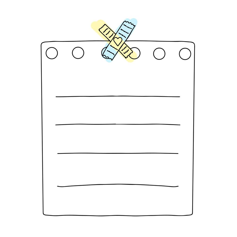 doodle dibujado a mano nota de memo o ilustración de vector de recordatorio. hoja de papel cuadrada simple. lindo diseño para diario.