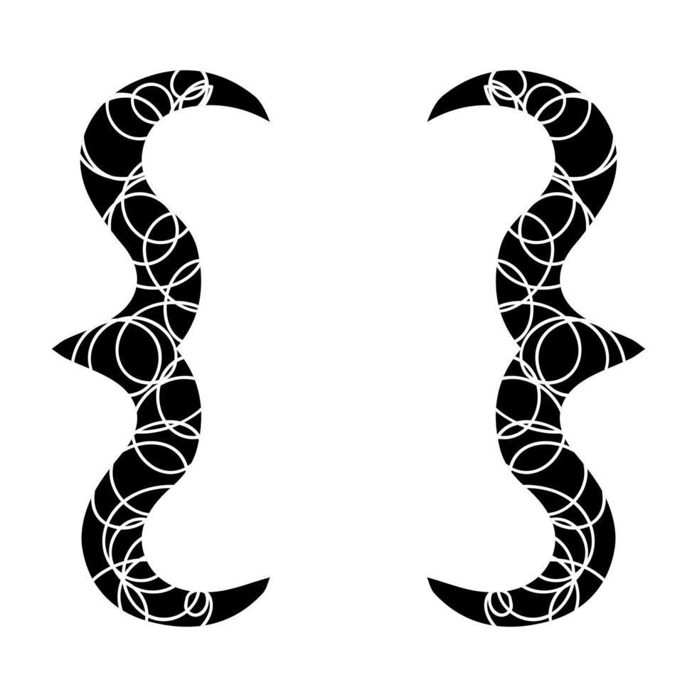 Black curly braces with scribble vector illustration