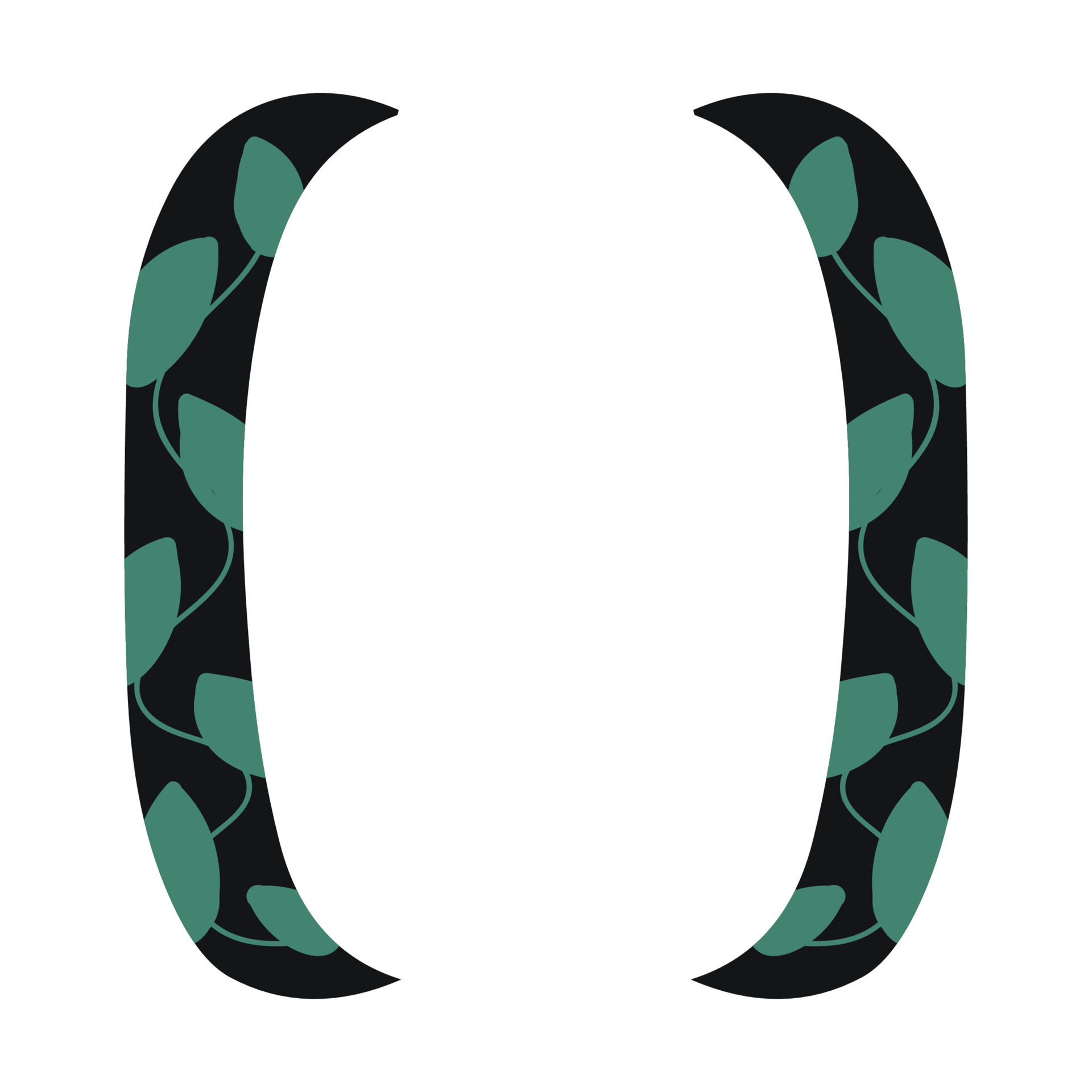 Black curly braces with green leaves vector illustration 13729148
