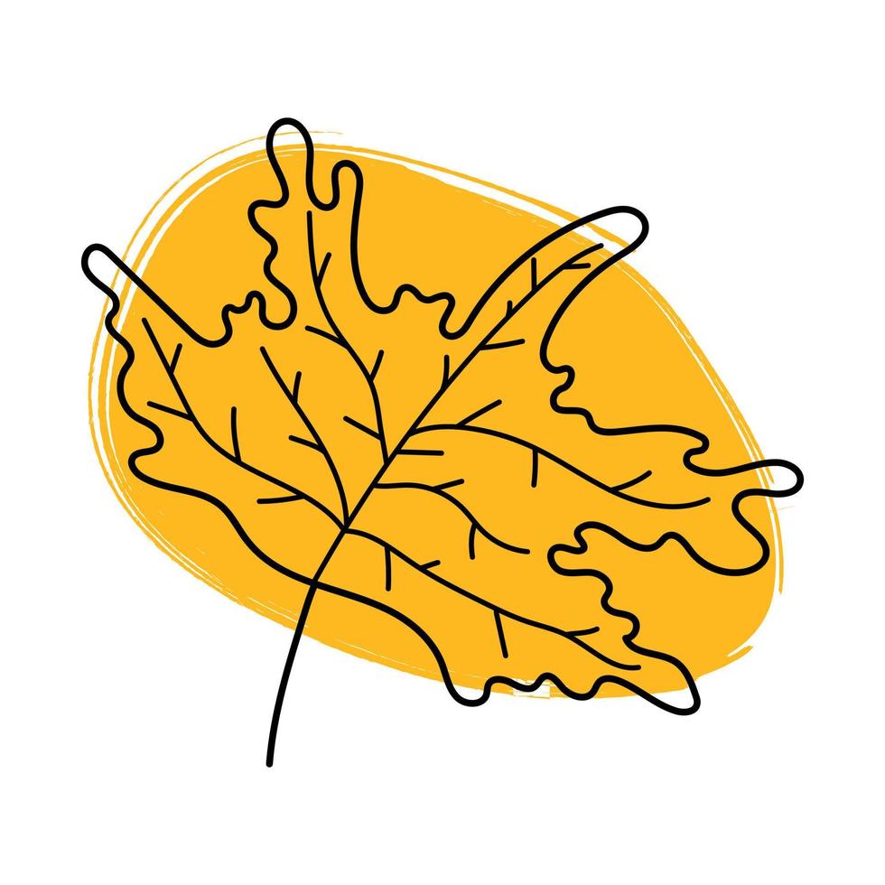 Hand drawn maple leaf with brush stroke vector illustration