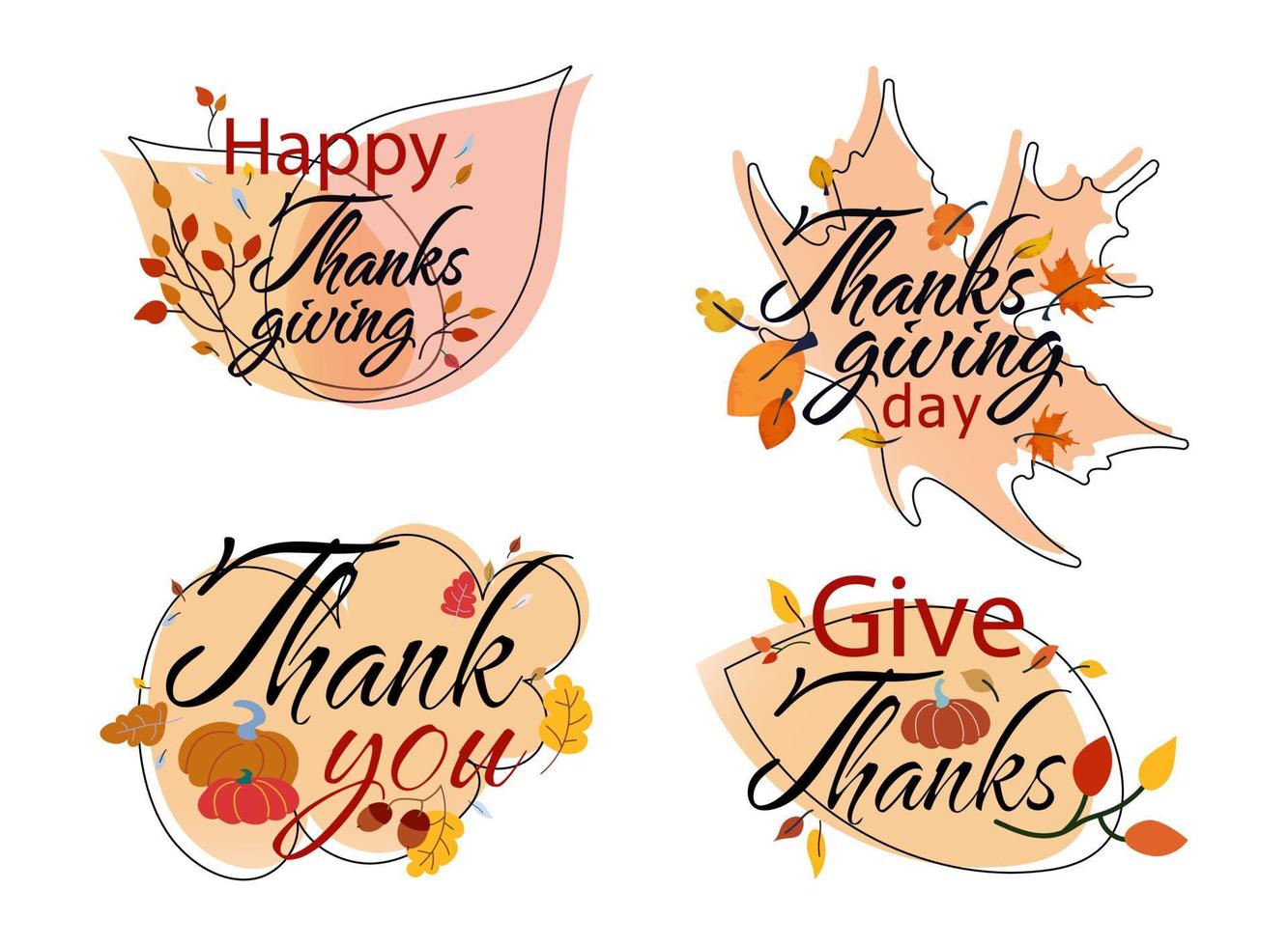 Thanksgiving day stickers vector illustration isolated on white background