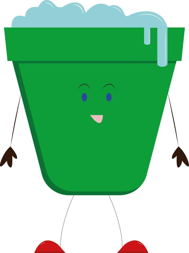 Green bucket, illustration, vector on white background.