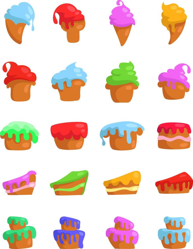 Sweet cakes, illustration, vector on a white background.