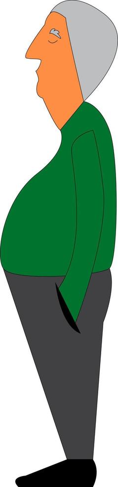 An old man with green shirt, vector or color illustration.