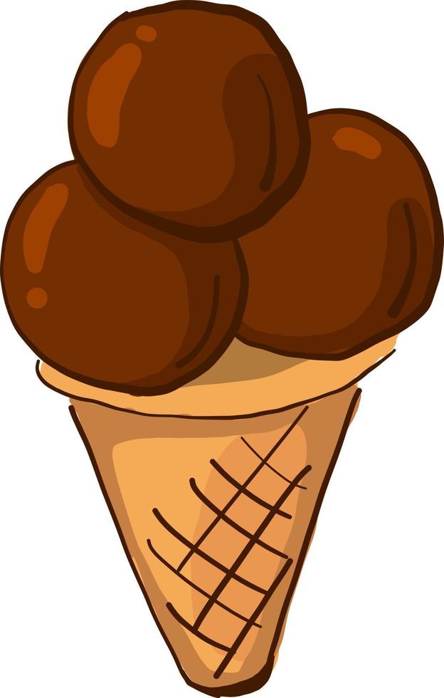 helado de chocolate, ilustración, vector sobre fondo blanco