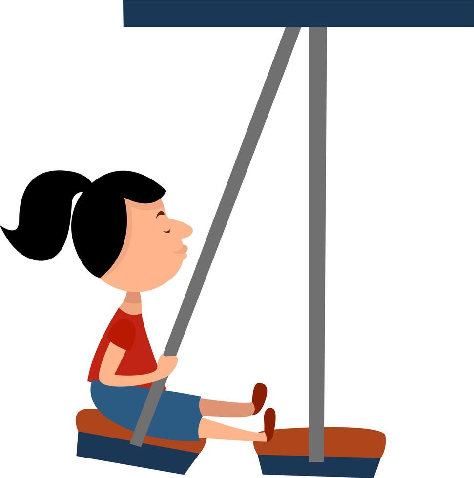 Girl on swing, illustration, vector on white background