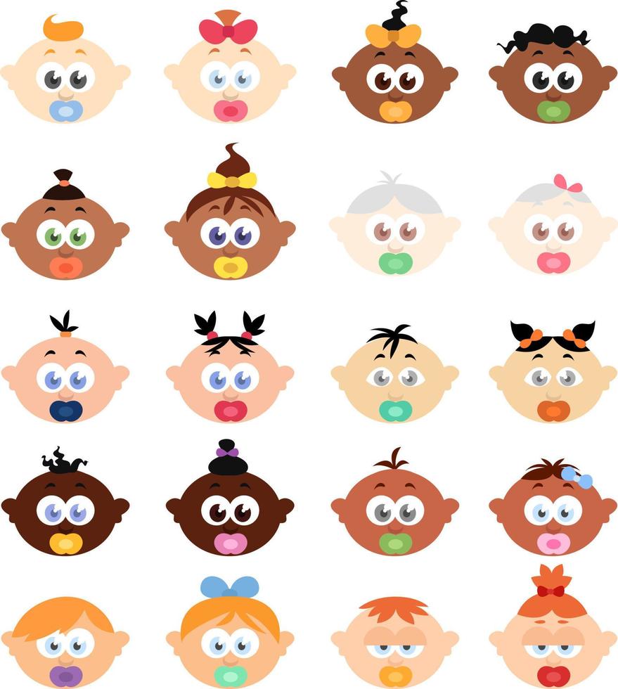 Baby avatars, illustration, on a white background. vector