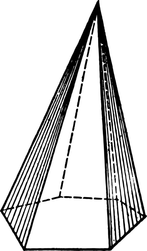 pirámide con ilustración vintage de base hexagonal. vector