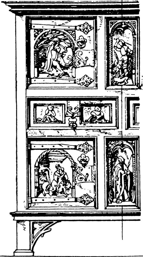 Gabinete gótico tardío, ilustración vintage. vector