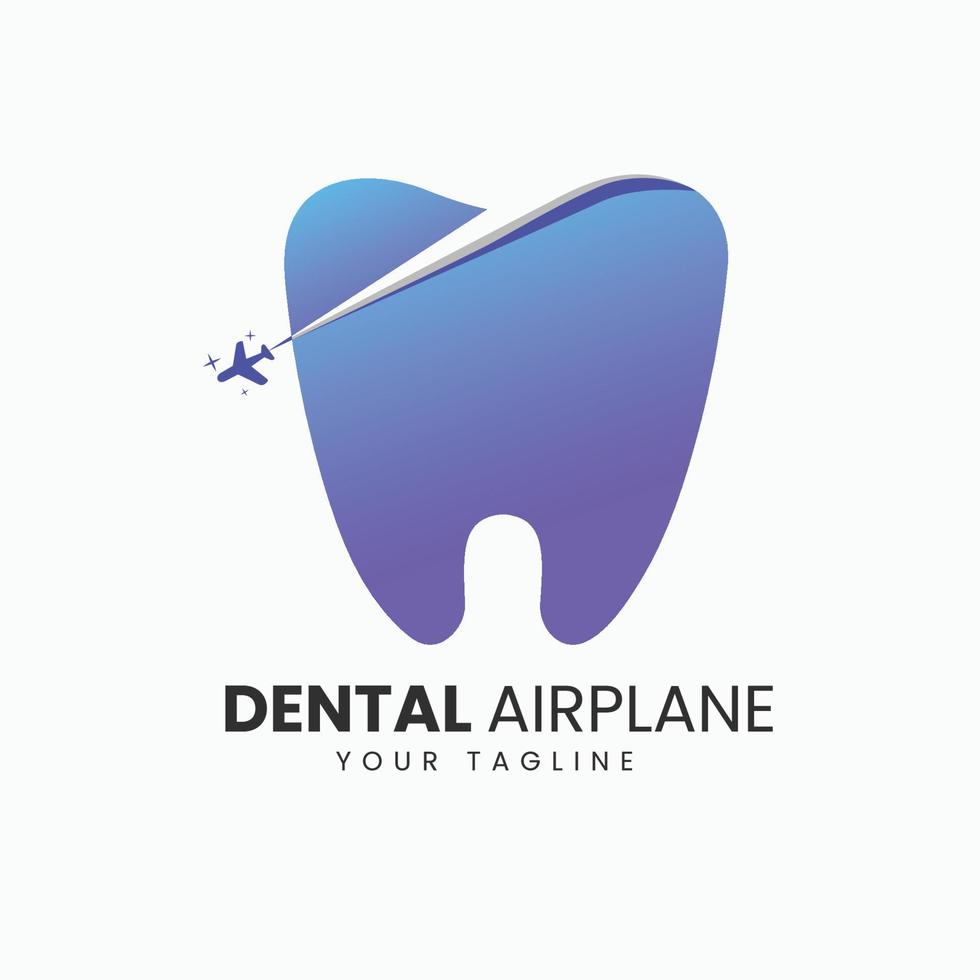 dental con diseño de logotipo creativo de avión vector