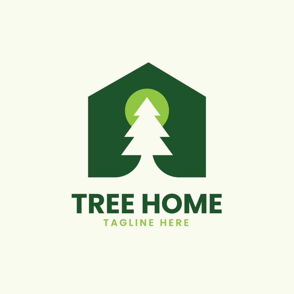 tree with house logo template vector