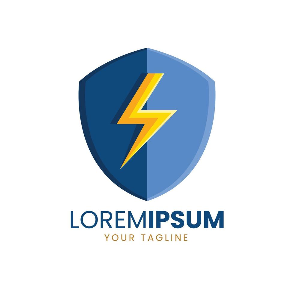 creative template logo shield with lighting icon vector