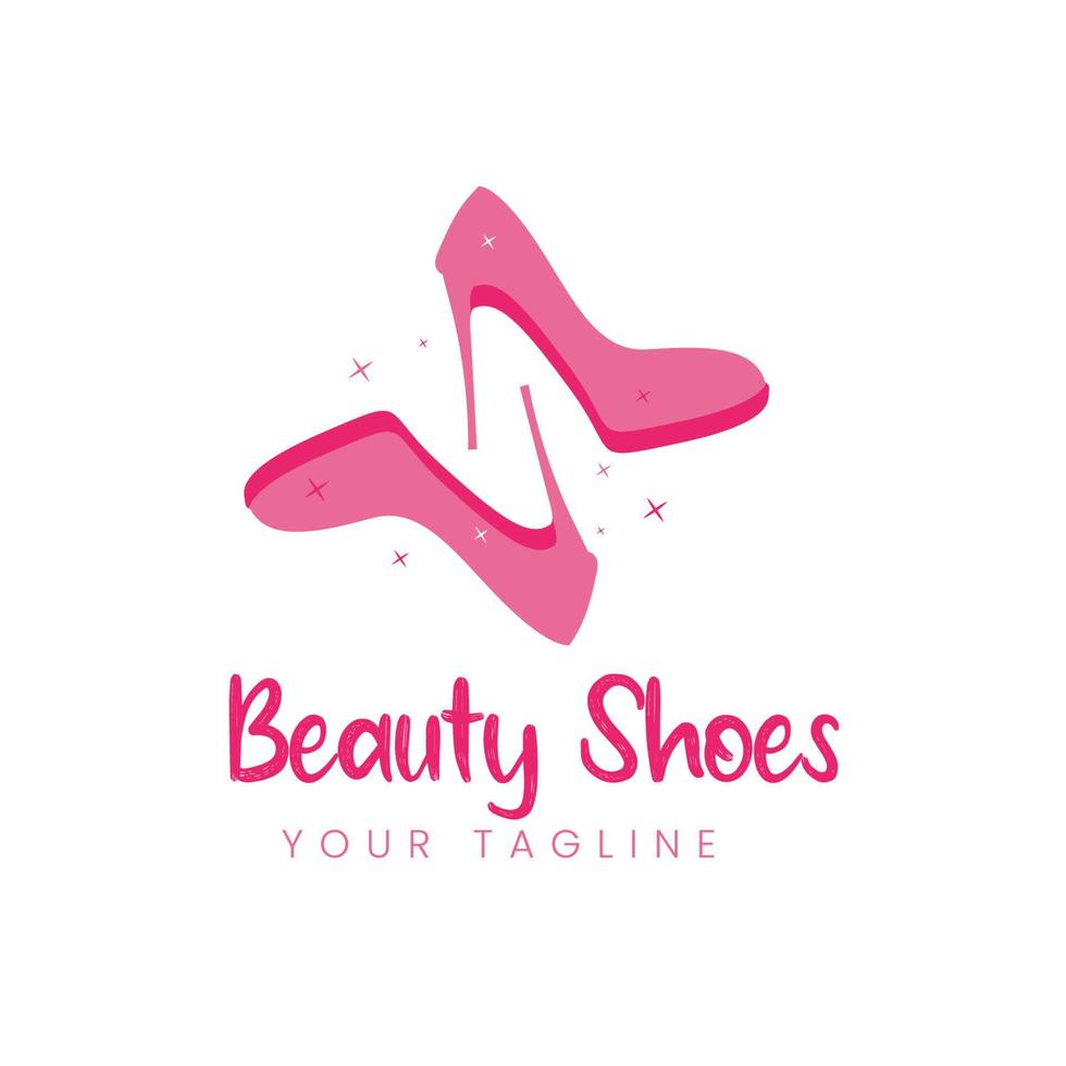 beautiful shoes with a small star and the letter s in negative space logo vector