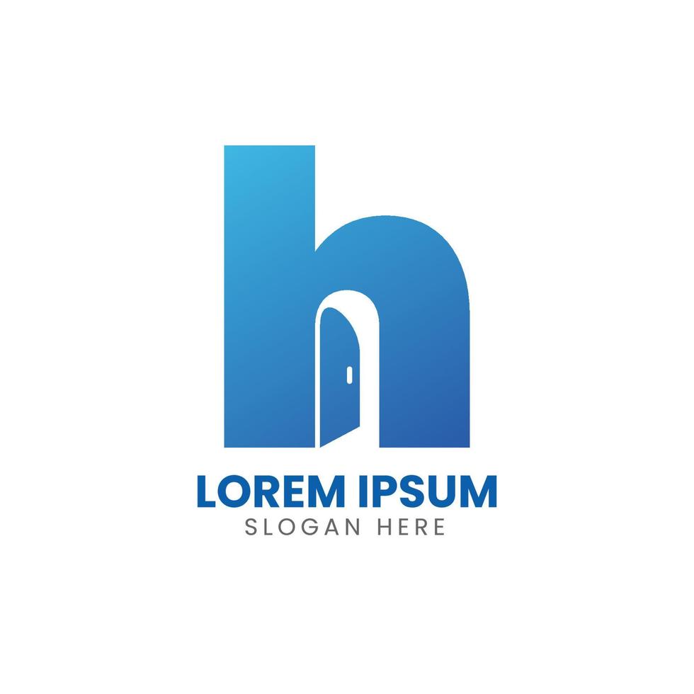 letter H with Door creative logo design vector