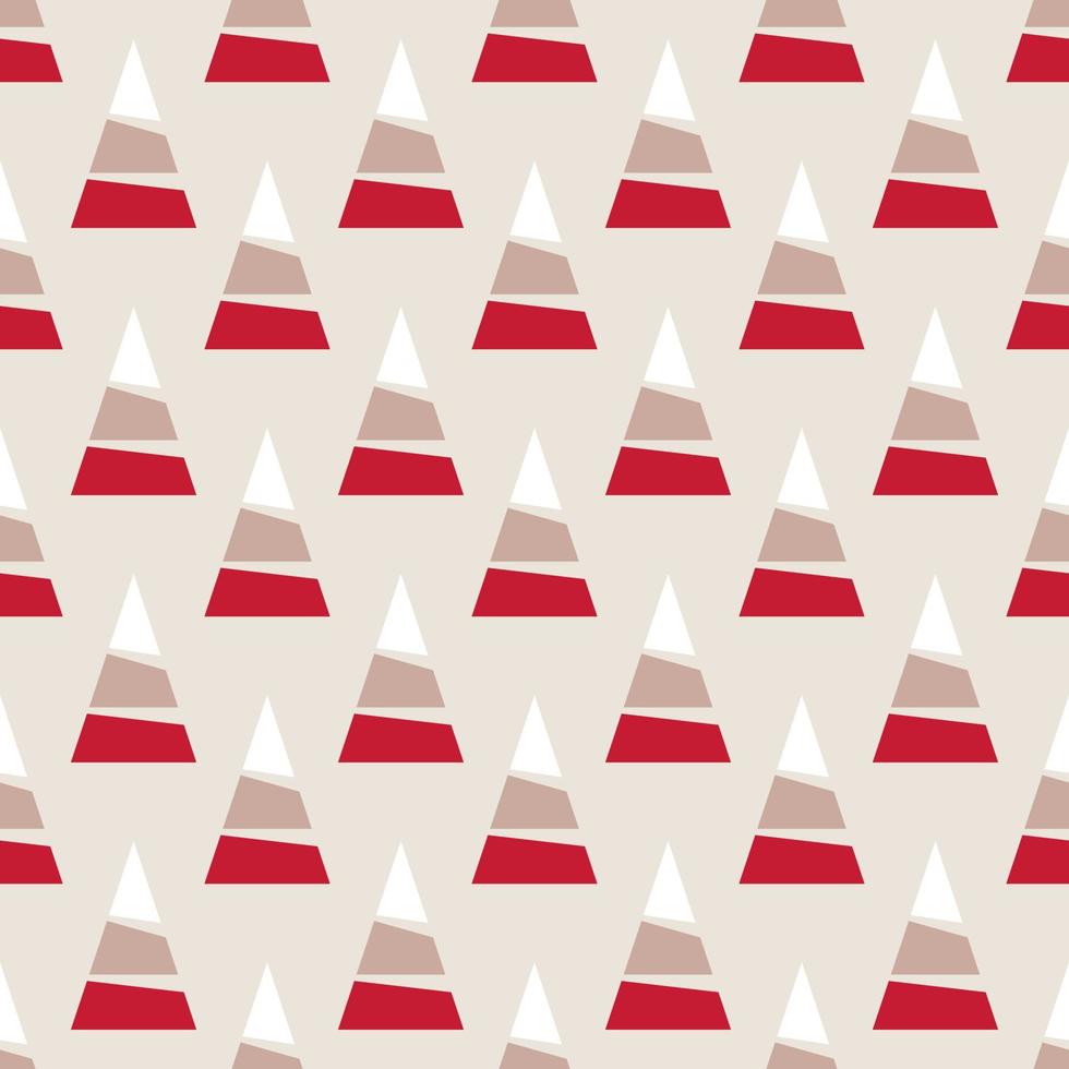 Seamless pattern of winter forest with pine trees. Isolated beige background. Design for fabric, wrapping paper, wallpaper, scrapbook. Celebration of New Year, Christmas or Winter holidays. vector