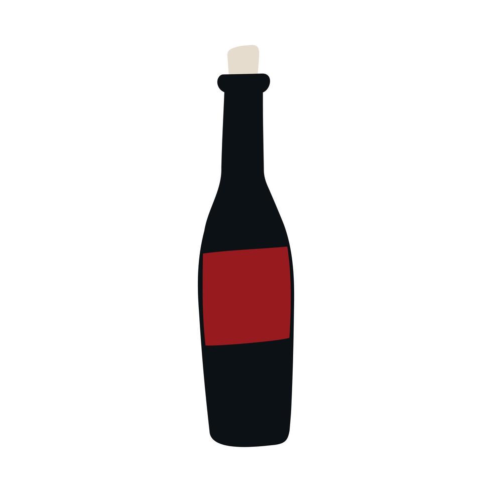 Ilustración vectorial de botella de vino aislado sobre fondo blanco. vector