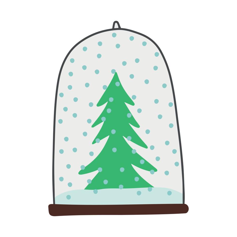 elemento dibujado a mano de año nuevo y bola de nieve de doodle de navidad. ilustración vectorial para tarjetas de felicitación, carteles, pegatinas y diseño estacional. vector