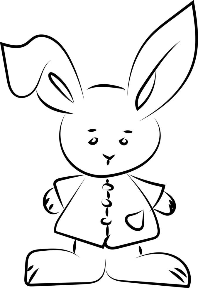 Bunny drawing, illustration, vector on white background.