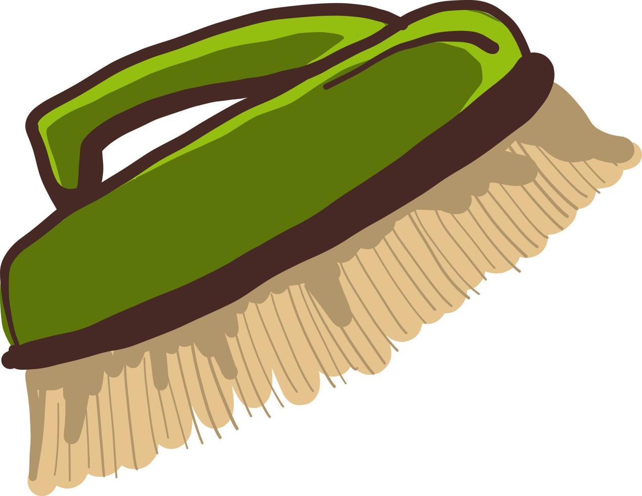 Green brush for cleaning , illustration, vector on white background