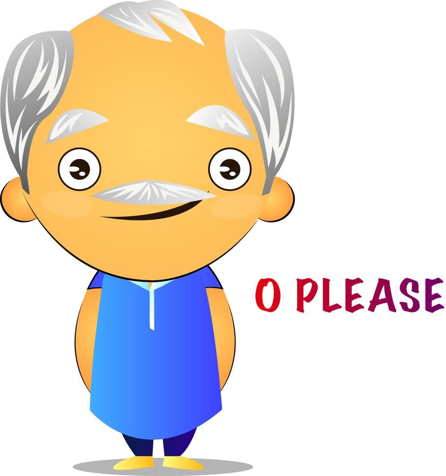 Kind old man, illustration, vector on white background.