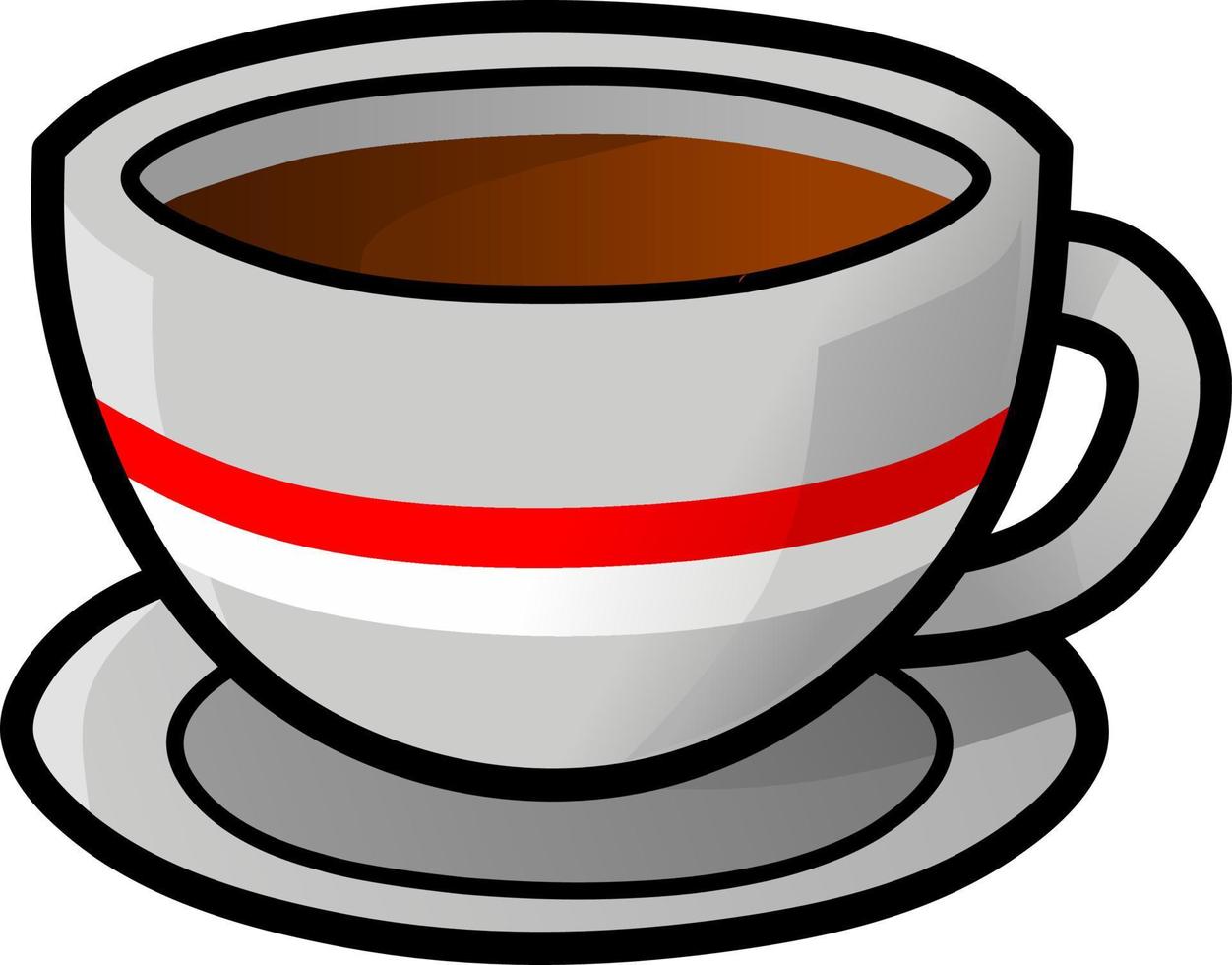 Coffee cup vector illustration. A cup of coffee vector for logo, icon, sign, symbol, business, design or decoration. Coffee cup with red and white stripes. Hygge style vector