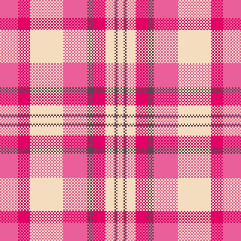 Pixel background vector design. Modern seamless pattern plaid. Square texture fabric. Tartan scottish textile. Beauty color madras ornament.