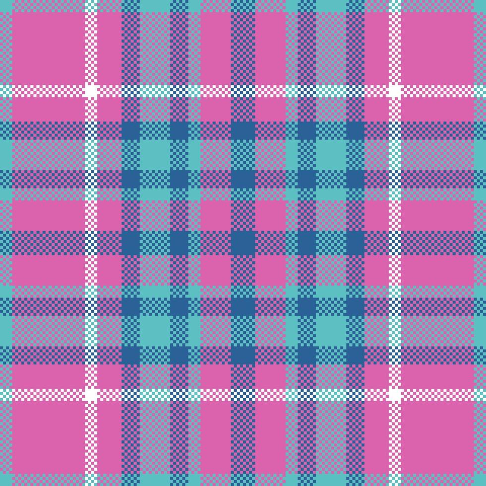 Pixel background vector design. Modern seamless pattern plaid. Square texture fabric. Tartan scottish textile. Beauty color madras ornament.